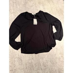 NWT Barefoot Dreams Women's Long Sleeve Namaste Lounge Top Black Size L